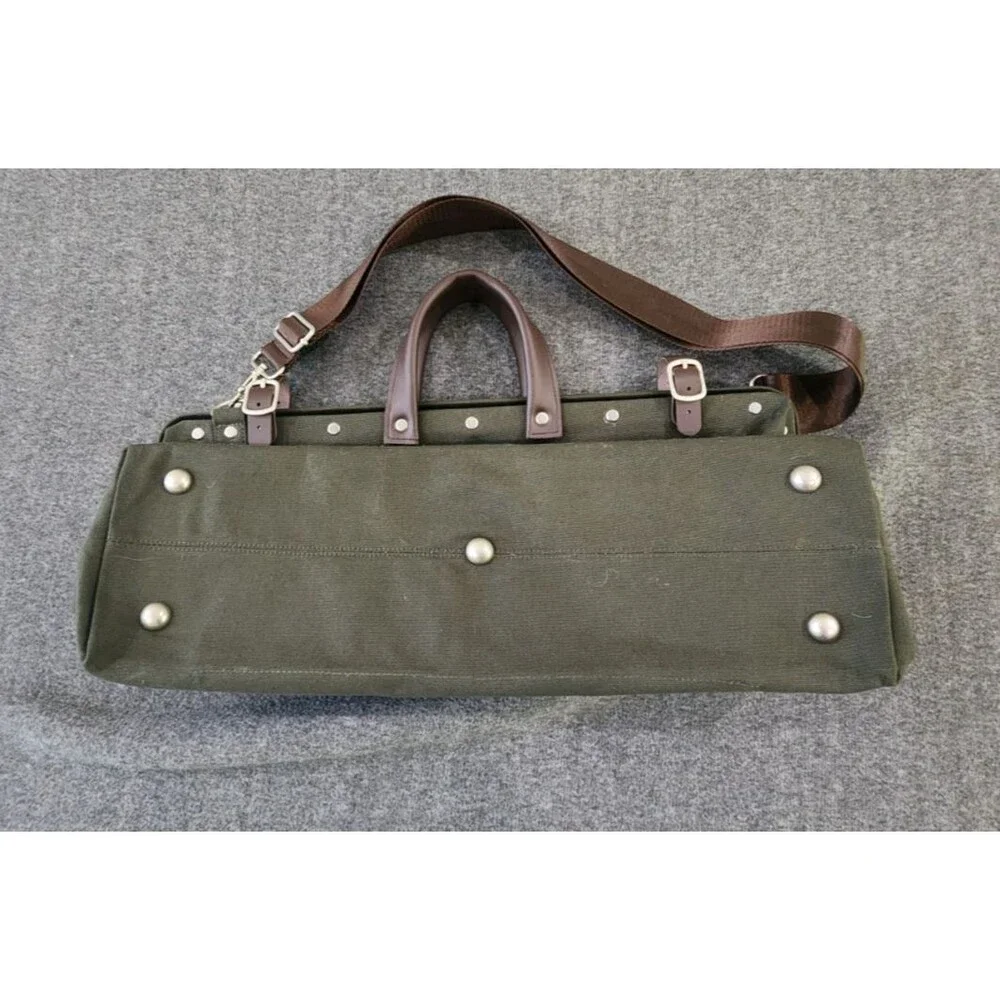 Line of Trade Men's Weekender Bag Green Canvas Leather Trim No. 0312 Travel